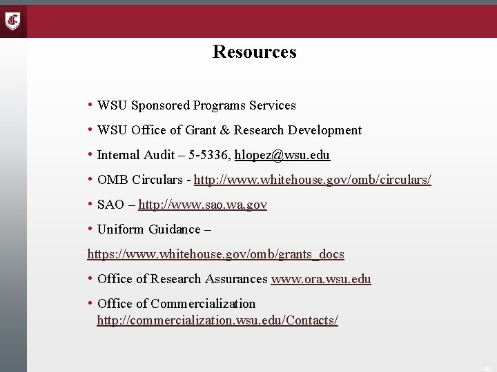 Resources • WSU Sponsored Programs Services • WSU Office of Grant & Research Development