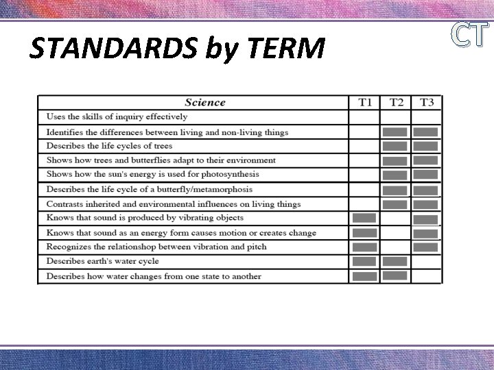STANDARDS by TERM CT 