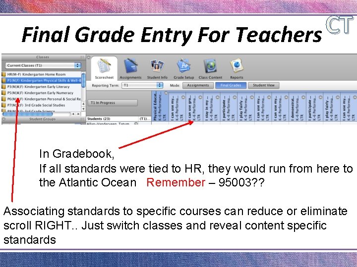 CT Final Grade Entry For Teachers In Gradebook, If all standards were tied to