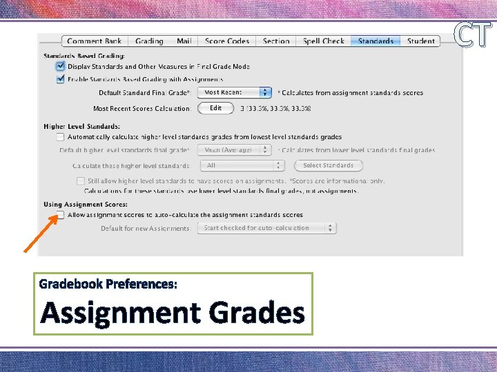 CT Gradebook Preferences: Assignment Grades 