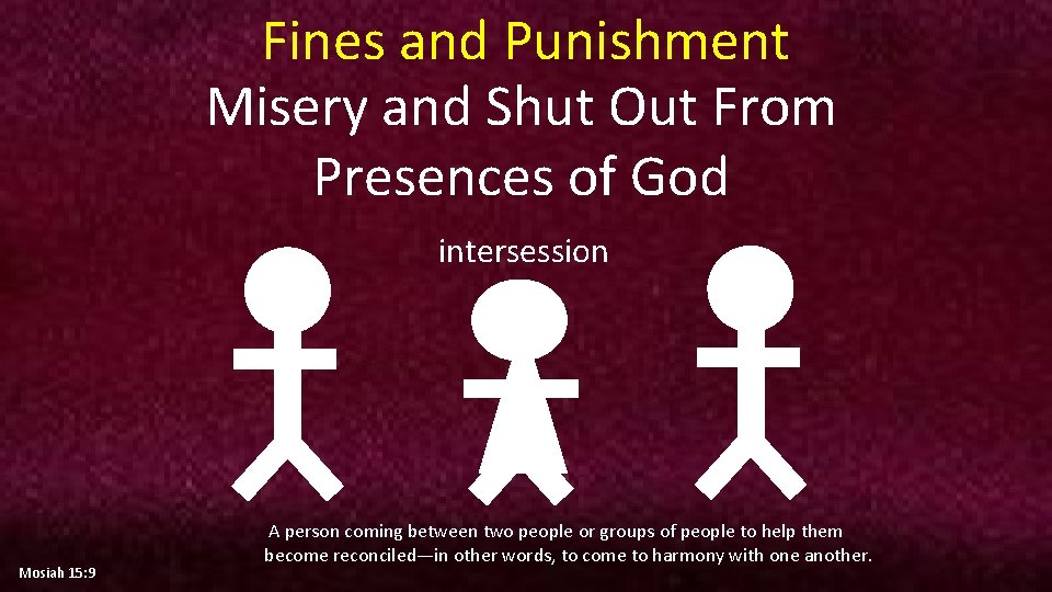 Fines and Punishment Misery and Shut Out From Presences of God intersession Mosiah 15: