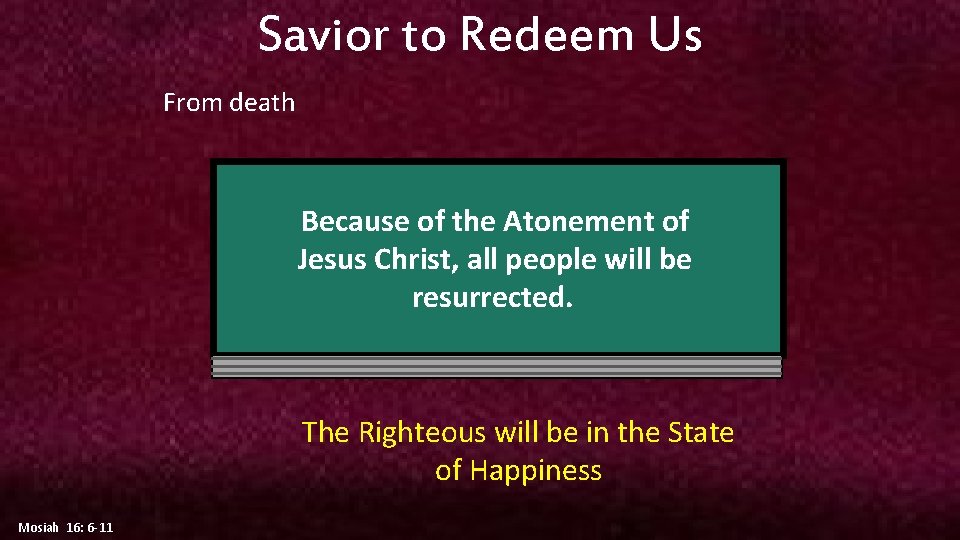 Savior to Redeem Us From death Because of the Atonement of Jesus Christ, all