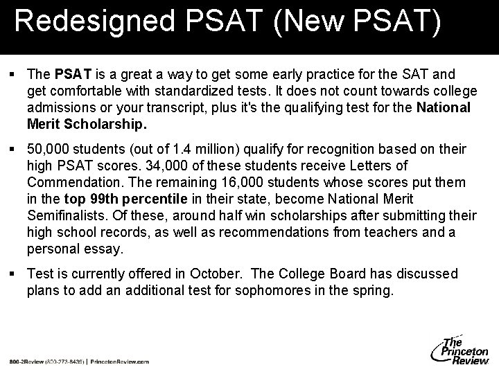 Redesigned PSAT (New PSAT) § The PSAT is a great a way to get Redesigned PSAT (New PSAT) § The PSAT is a great a way to get
