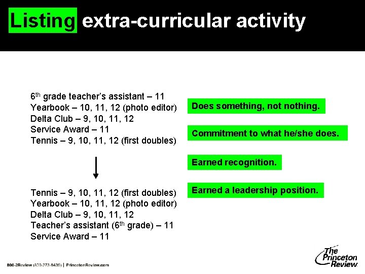 Listing extra-curricular activity 6 th grade teacher’s assistant – 11 Yearbook – 10, 11, Listing extra-curricular activity 6 th grade teacher’s assistant – 11 Yearbook – 10, 11,