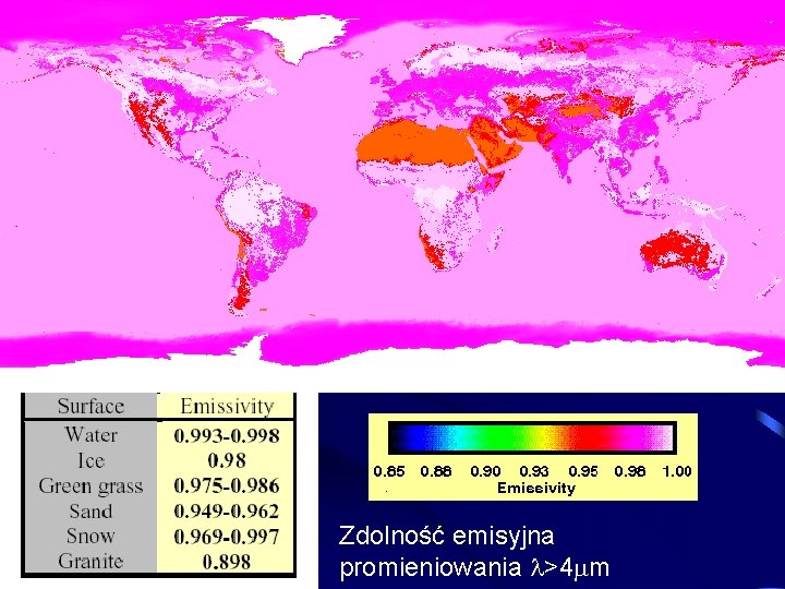 Zdolność emisyjna promieniowania >4 m 