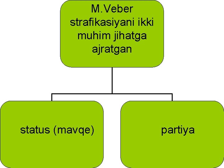 M. Veber strafikasiyani ikki muhim jihatga ajratgan status (mavqe) partiya 