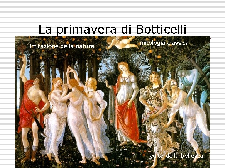 La primavera di Botticelli imitazione della natura mitologia classica culto della bellezza 