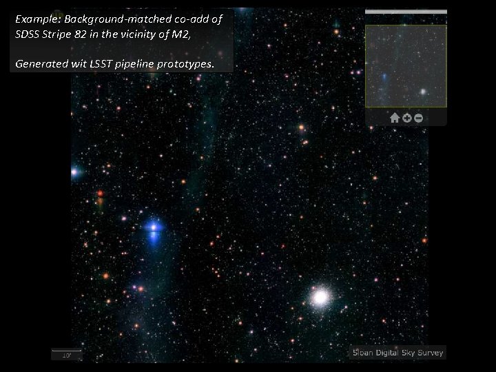 Example: Background-matched co-add ofw. Algorithms: Co-adds SDSS Stripe 82 in the vicinity of M