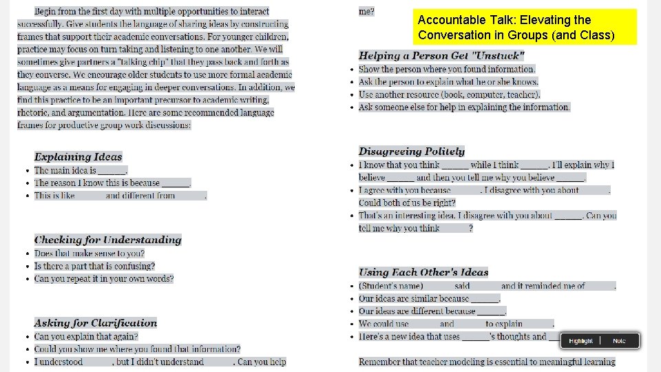 Accountable Talk: Elevating the Conversation in Groups (and Class) 
