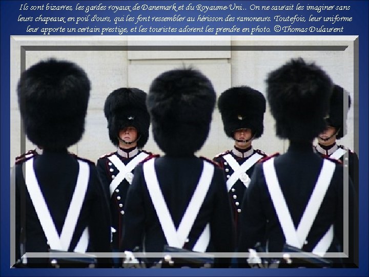 Ils sont bizarres, les gardes royaux de Danemark et du Royaume-Uni. . . On Ils sont bizarres, les gardes royaux de Danemark et du Royaume-Uni. . . On