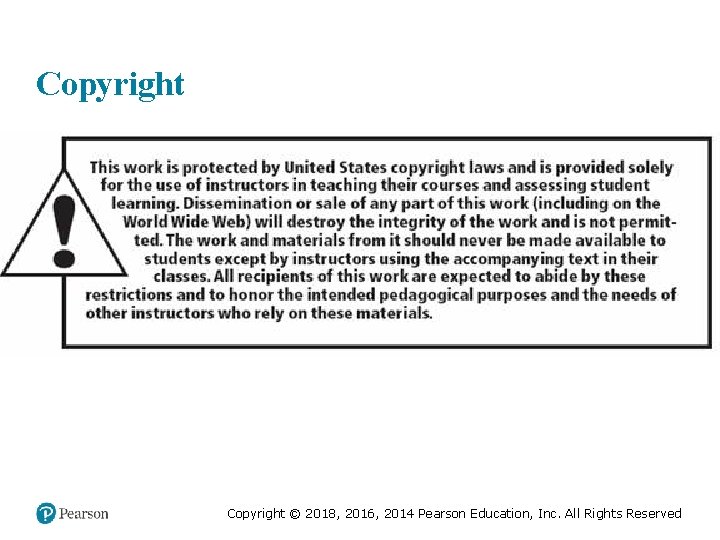 Copyright © 2018, 2016, 2014 Pearson Education, Inc. All Rights Reserved Copyright © 2018, 2016, 2014 Pearson Education, Inc. All Rights Reserved