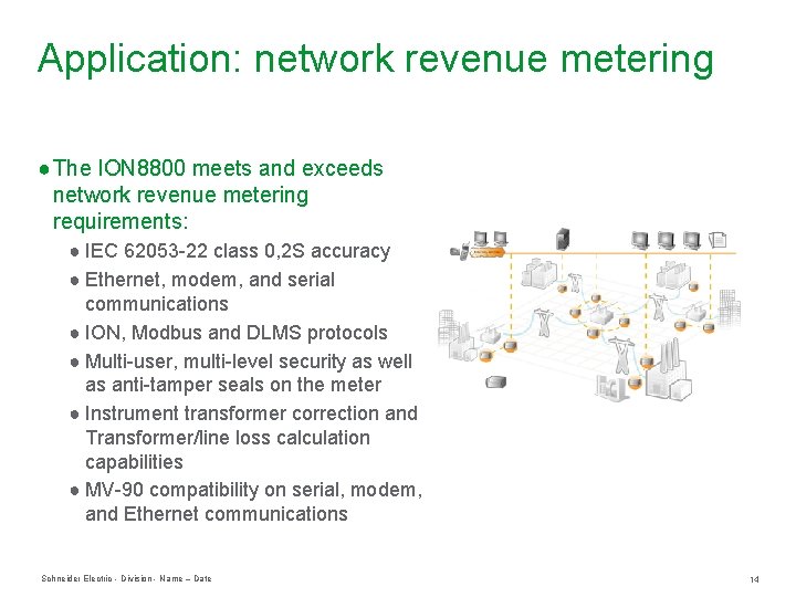 Application: network revenue metering ● The ION 8800 meets and exceeds network revenue metering Application: network revenue metering ● The ION 8800 meets and exceeds network revenue metering