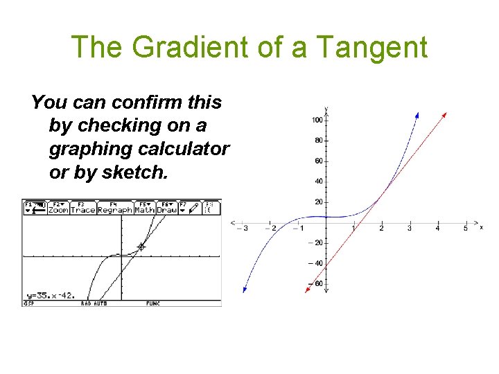 The Gradient of a Tangent You can confirm this by checking on a graphing The Gradient of a Tangent You can confirm this by checking on a graphing