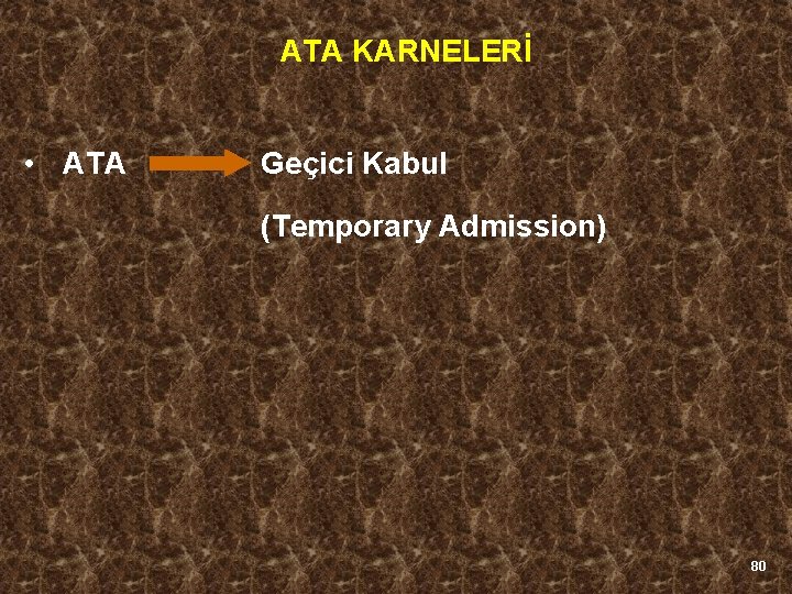 ATA KARNELERİ • ATA Geçici Kabul (Temporary Admission) 80 