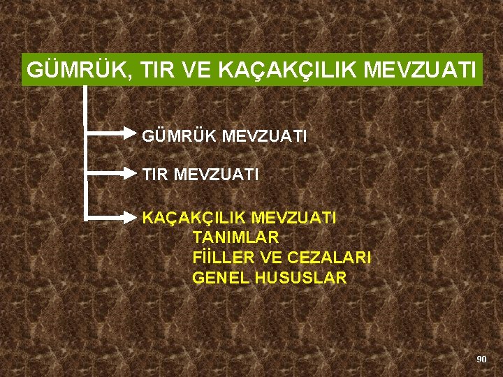GÜMRÜK, TIR VE KAÇAKÇILIK MEVZUATI GÜMRÜK MEVZUATI TIR MEVZUATI KAÇAKÇILIK MEVZUATI TANIMLAR FİİLLER VE