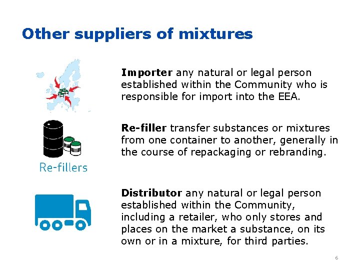 Other suppliers of mixtures Importer any natural or legal person established within the Community