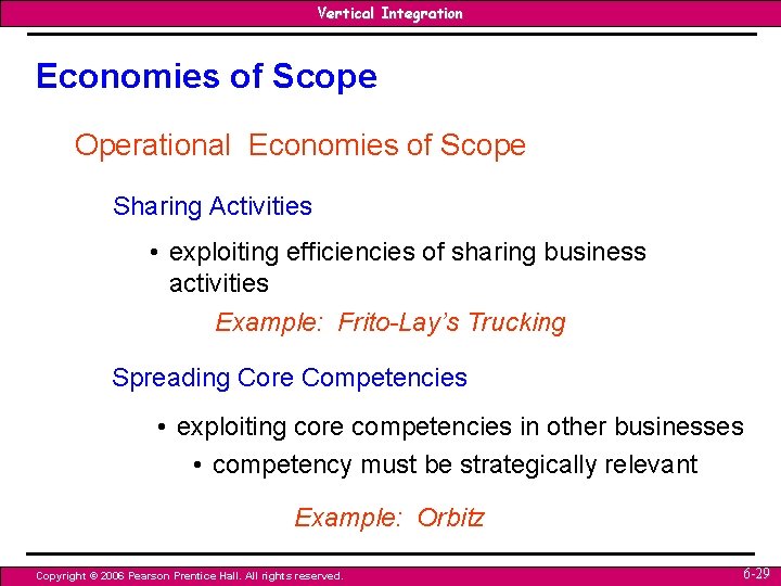 Vertical Integration Economies of Scope Operational Economies of Scope Sharing Activities • exploiting efficiencies Vertical Integration Economies of Scope Operational Economies of Scope Sharing Activities • exploiting efficiencies
