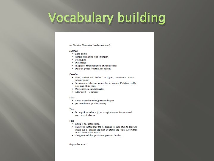 Vocabulary building 