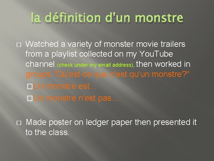 la définition d'un monstre � Watched a variety of monster movie trailers from a