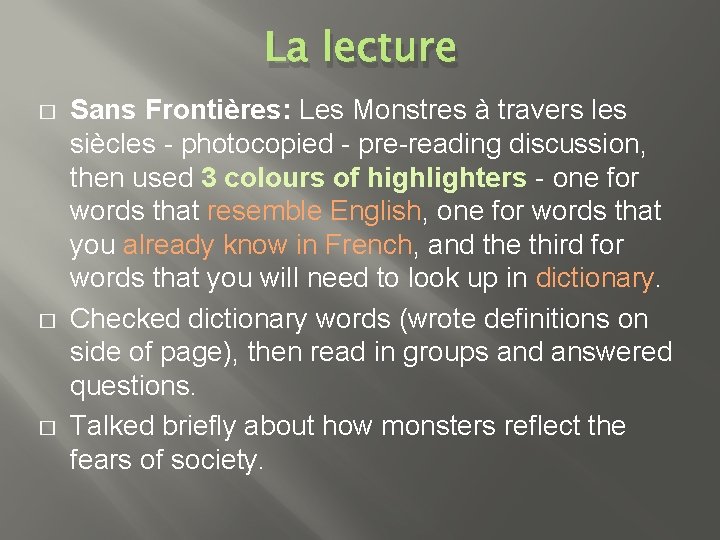 La lecture � � � Sans Frontières: Les Monstres à travers les siècles -