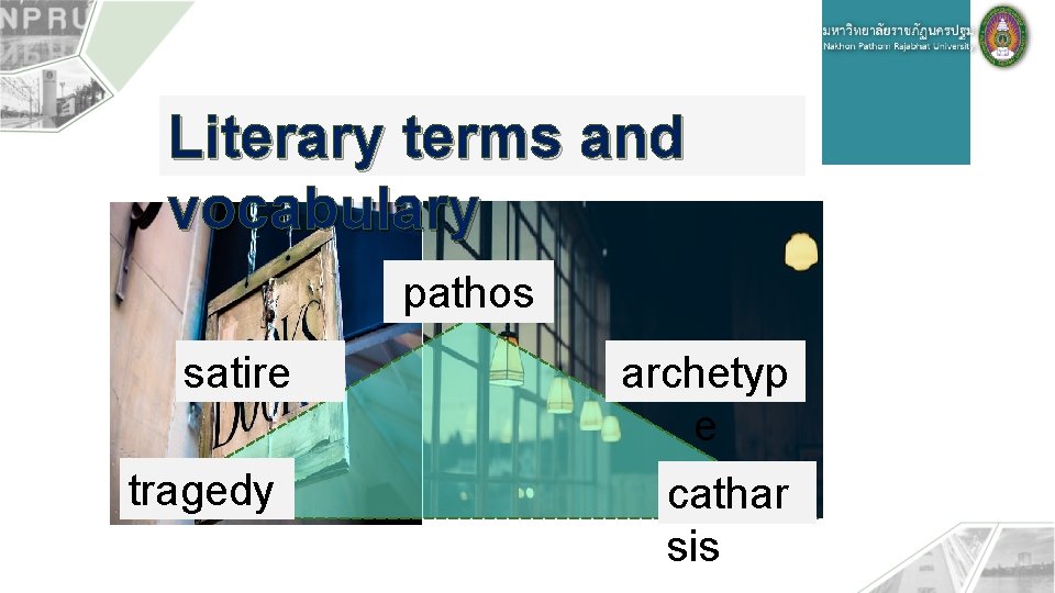 Literary terms and vocabulary pathos satire archetyp e tragedy cathar sis 