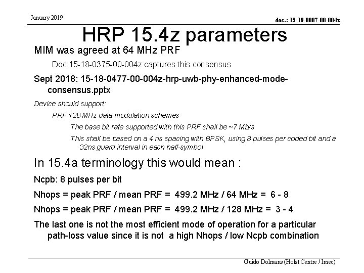 January 2019 doc. : 15 -19 -0007 -00 -004 z. HRP 15. 4 z