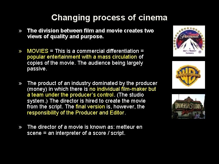 Changing process of cinema » The division between film and movie creates two views