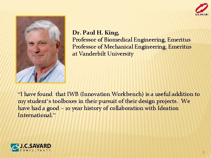 Dr. Paul H. King, Professor of Biomedical Engineering, Emeritus Professor of Mechanical Engineering, Emeritus