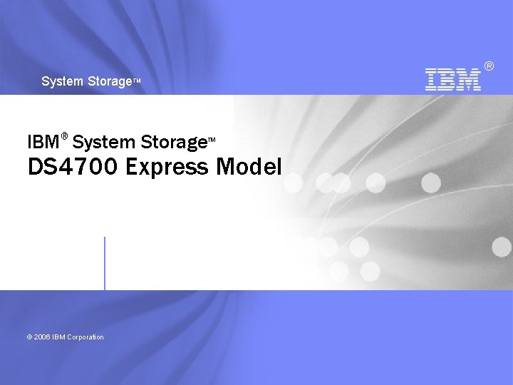 ® System Storage. TM ® IBM System Storage TM DS 4700 Express Model ©