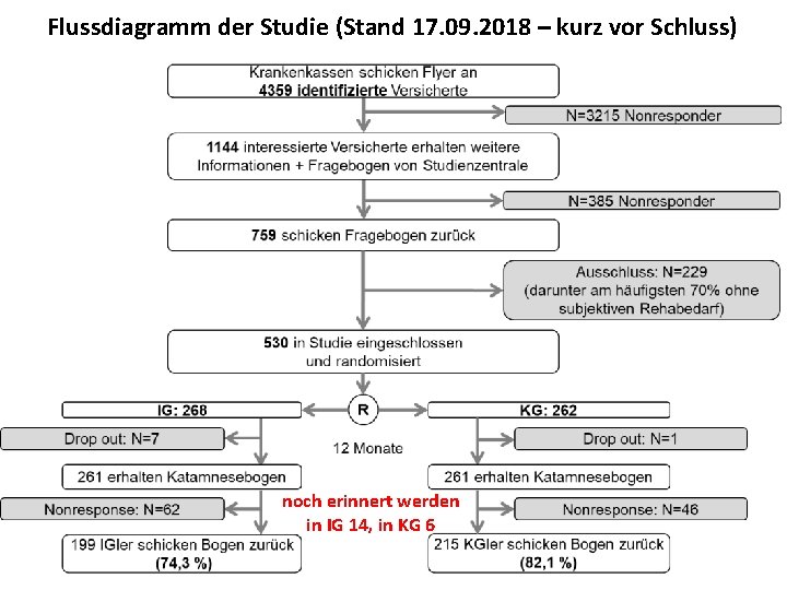 Flussdiagramm der Studie (Stand 17. 09. 2018 – kurz vor Schluss) noch erinnert werden