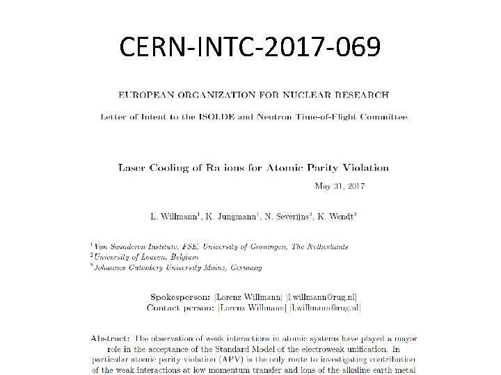 CERN-INTC-2017 -069 