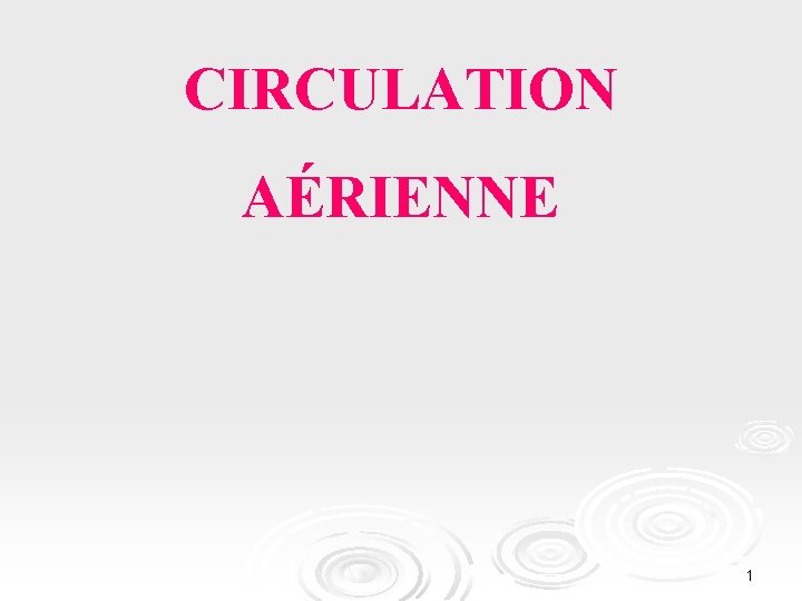 CIRCULATION AÉRIENNE 1 