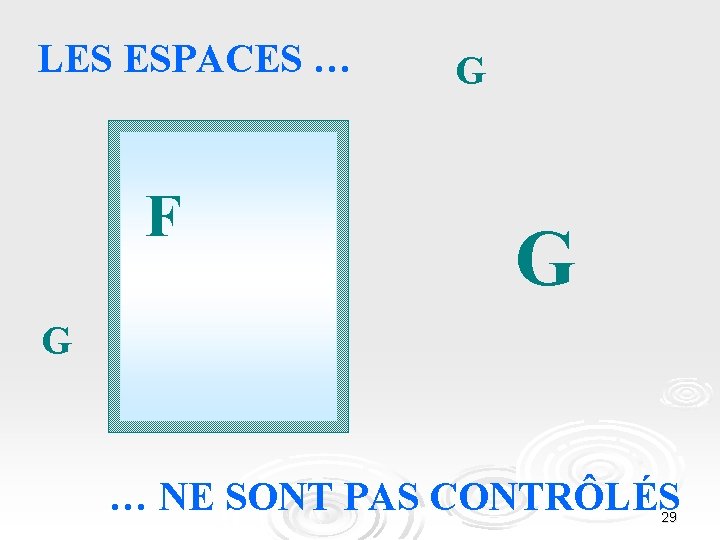 LES ESPACES … F G G G … NE SONT PAS CONTRÔLÉS 29 