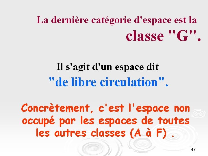 La dernière catégorie d'espace est la classe "G". Il s'agit d'un espace dit "de