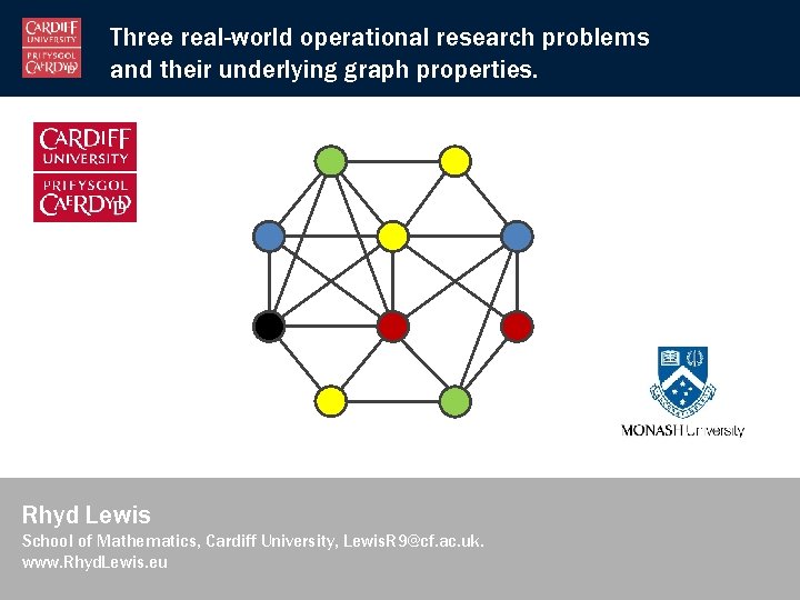 Three real-world operational research problems and their underlying graph properties. Rhyd Lewis School of