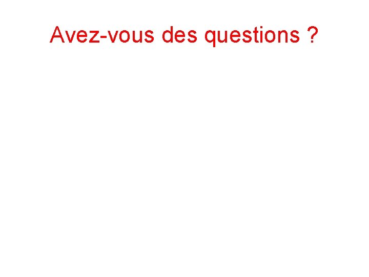 Avez-vous des questions ? 
