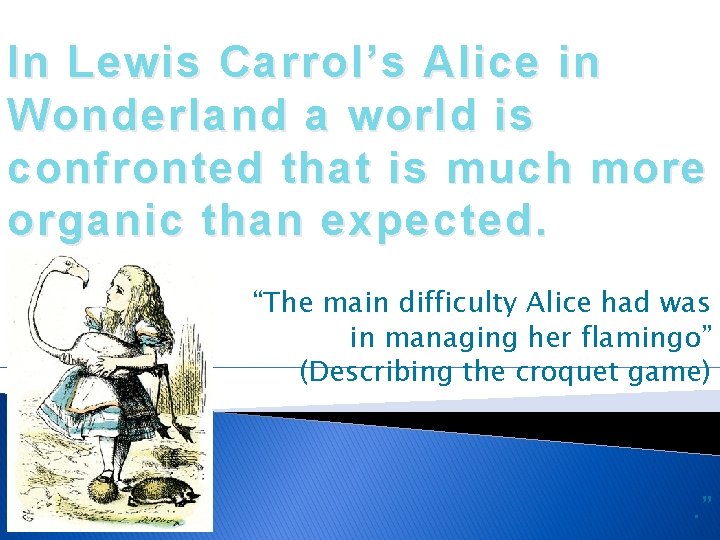 In Lewis Carrol’s Alice in Wonderland a world is confronted that is much more