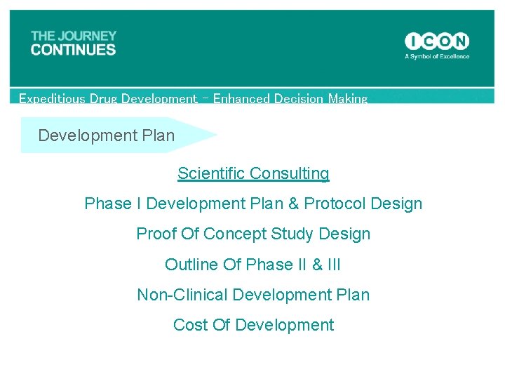 Expeditious Drug Development – Enhanced Decision Making Development Plan Scientific Consulting Phase I Development