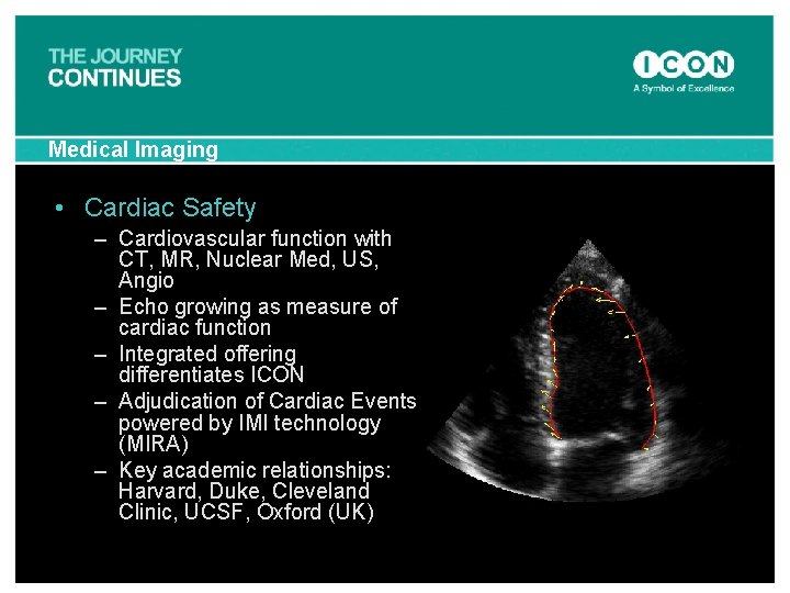 Medical Imaging • Cardiac Safety – Cardiovascular function with CT, MR, Nuclear Med, US,