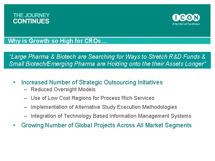 Why is Growth so High for CROs… “Large Pharma & Biotech are Searching for