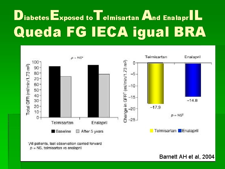 Diabetes. Exposed to. Telmisartan And Enalapr. IL Queda FG IECA igual BRA Barnett AH