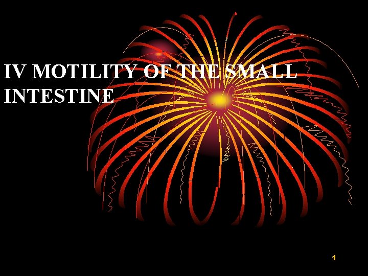 IV MOTILITY OF THE SMALL INTESTINE 1 