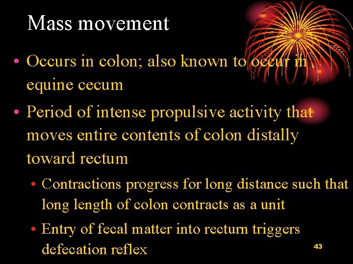 Mass movement • Occurs in colon; also known to occur in equine cecum •