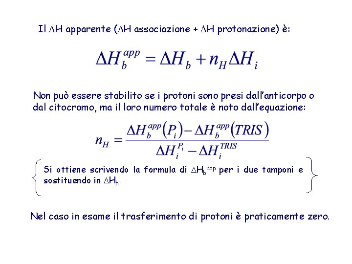 Il H apparente ( H associazione + H protonazione) è: Non può essere stabilito