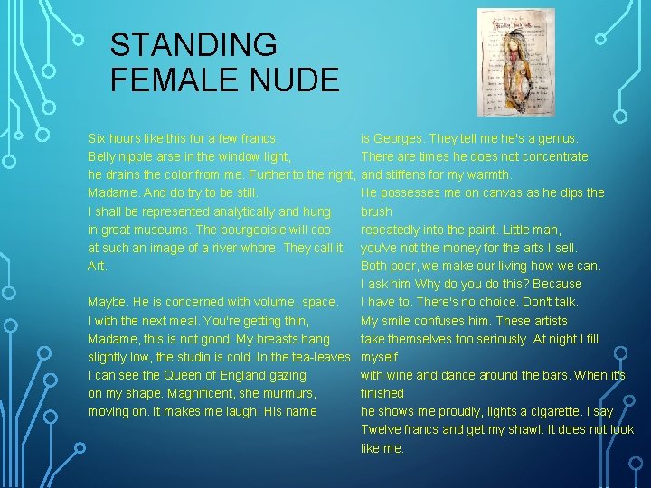 STANDING FEMALE NUDE is Georges. They tell me he's a genius. There are times