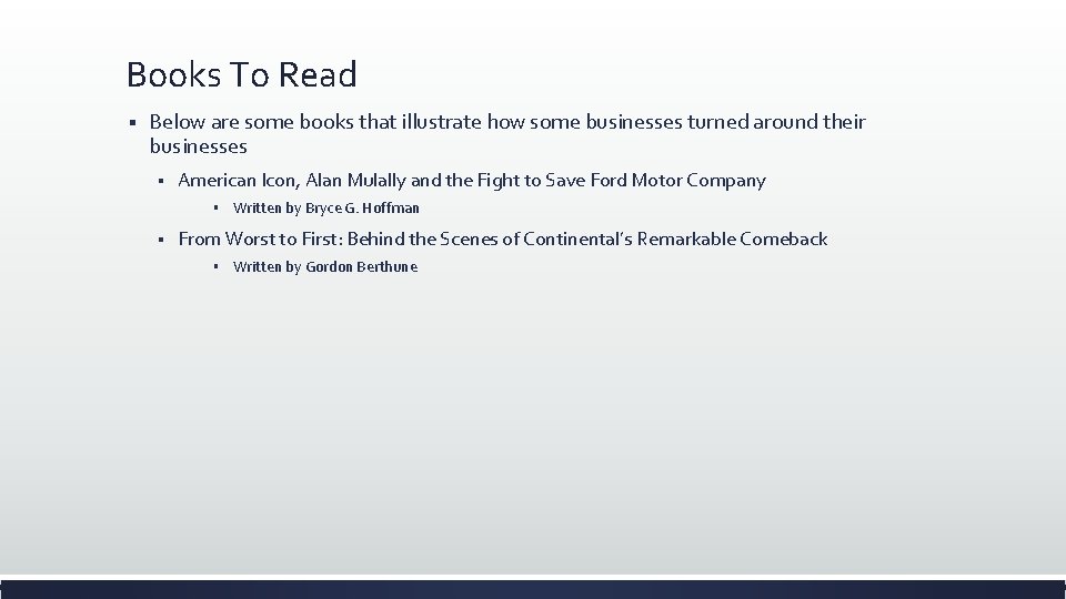 Books To Read § Below are some books that illustrate how some businesses turned Books To Read § Below are some books that illustrate how some businesses turned