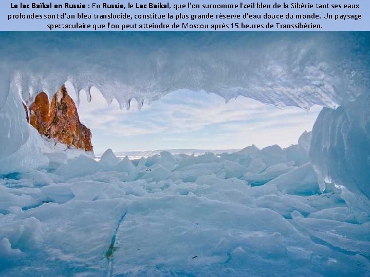 Le lac Baïkal en Russie : En Russie, le Lac Baikal, que l'on surnomme
