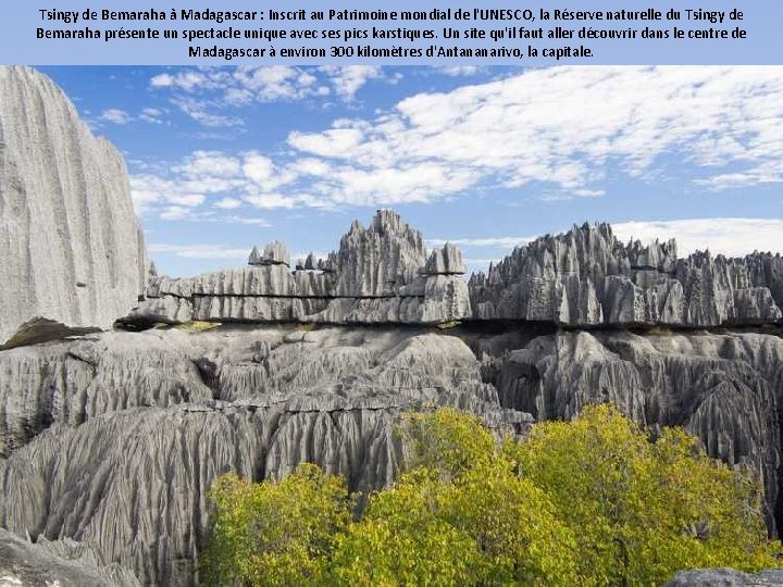 Tsingy de Bemaraha à Madagascar : Inscrit au Patrimoine mondial de l'UNESCO, la Réserve