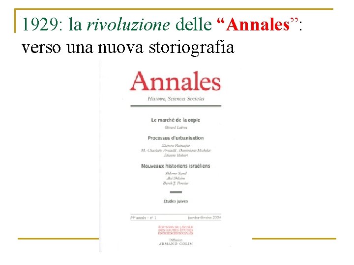 1929: la rivoluzione delle “Annales”: verso una nuova storiografia 