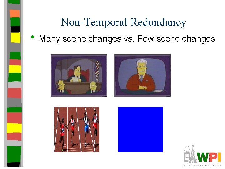 Non-Temporal Redundancy • Many scene changes vs. Few scene changes 